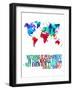 World Map Quote Charlie Chaplin-NaxArt-Framed Art Print