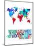 World Map Quote Charlie Chaplin-NaxArt-Mounted Art Print