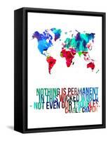 World Map Quote Charlie Chaplin-NaxArt-Framed Stretched Canvas