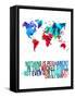 World Map Quote Charlie Chaplin-NaxArt-Framed Stretched Canvas