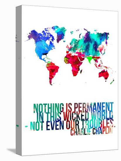World Map Quote Charlie Chaplin-NaxArt-Stretched Canvas