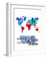 World Map Quote Leo Tolstoy-NaxArt-Framed Art Print