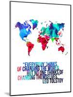 World Map Quote Leo Tolstoy-NaxArt-Mounted Art Print