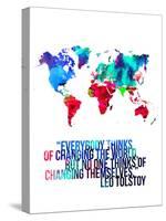 World Map Quote Leo Tolstoy-NaxArt-Stretched Canvas