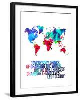 World Map Quote Leo Tolstoy-NaxArt-Framed Art Print