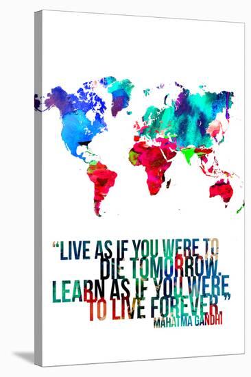 World Map Quote Mahatma Gandi-NaxArt-Stretched Canvas