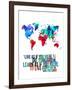 World Map Quote Mahatma Gandi-NaxArt-Framed Art Print