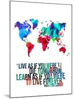 World Map Quote Mahatma Gandi-NaxArt-Mounted Art Print