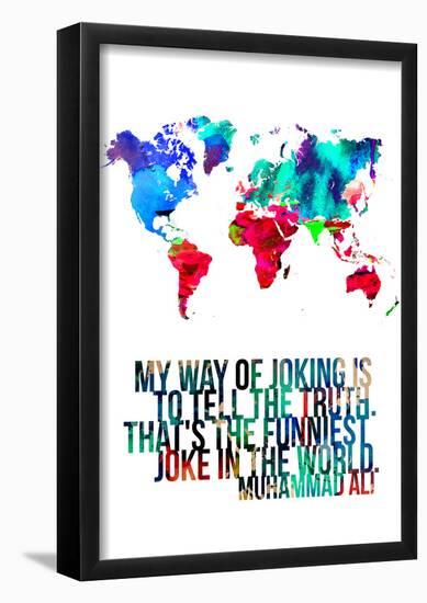 World Map Quote Muhammad Ali-NaxArt-Framed Poster