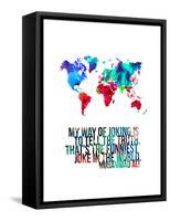 World Map Quote Muhammad Ali-NaxArt-Framed Stretched Canvas