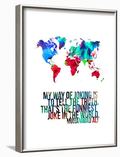 World Map Quote Muhammad Ali-NaxArt-Framed Art Print