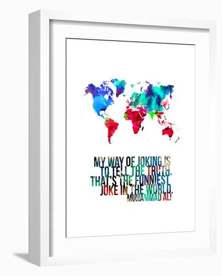 World Map Quote Muhammad Ali-NaxArt-Framed Art Print