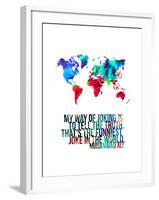 World Map Quote Muhammad Ali-NaxArt-Framed Art Print