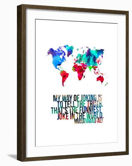 World Map Quote Muhammad Ali-NaxArt-Framed Art Print