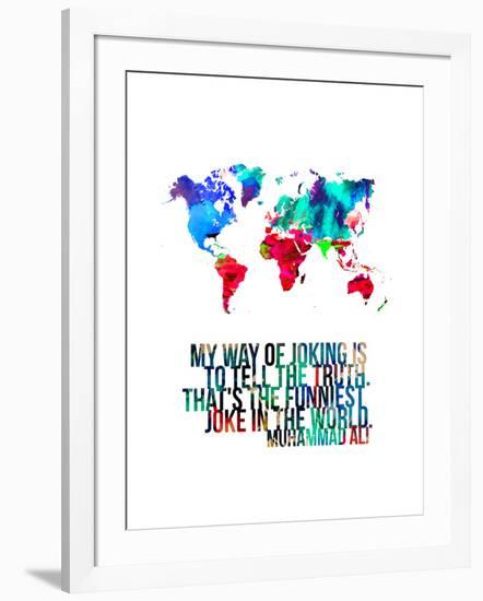 World Map Quote Muhammad Ali-NaxArt-Framed Art Print