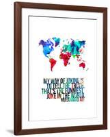 World Map Quote Muhammad Ali-NaxArt-Framed Art Print