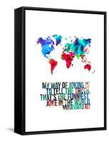 World Map Quote Muhammad Ali-NaxArt-Framed Stretched Canvas