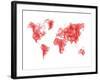 World Map Red Drawing-NaxArt-Framed Art Print