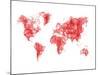 World Map Red Drawing-NaxArt-Mounted Art Print