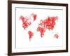 World Map Red Drawing-NaxArt-Framed Art Print