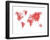 World Map Red Drawing-NaxArt-Framed Art Print