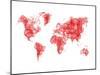 World Map Red Drawing-NaxArt-Mounted Art Print