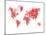 World Map Red Drawing-NaxArt-Mounted Art Print