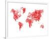 World Map Red Drawing-NaxArt-Framed Art Print