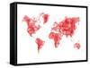 World Map Red Drawing-NaxArt-Framed Stretched Canvas