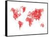 World Map Red Drawing-NaxArt-Framed Stretched Canvas