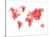 World Map Red Drawing-NaxArt-Stretched Canvas