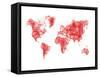 World Map Red Drawing-NaxArt-Framed Stretched Canvas