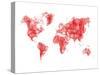 World Map Red Drawing-NaxArt-Stretched Canvas