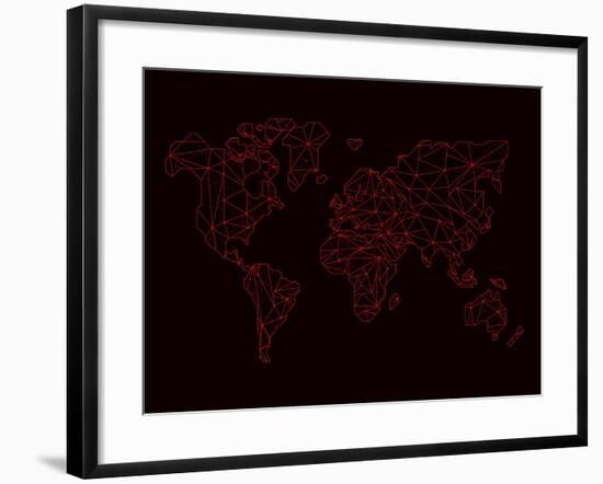 World Map Red-NaxArt-Framed Art Print