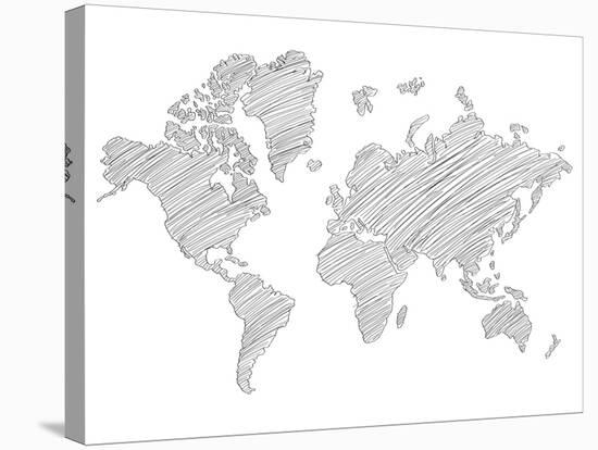 World Map Scribble 1-NaxArt-Stretched Canvas