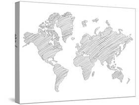 World Map Scribble 1-NaxArt-Stretched Canvas