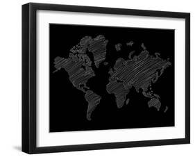 World Map Scribble 2-NaxArt-Framed Art Print