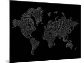 World Map Scribble 2-NaxArt-Mounted Art Print