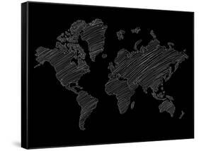 World Map Scribble 2-NaxArt-Framed Stretched Canvas