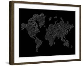 World Map Scribble 2-NaxArt-Framed Art Print