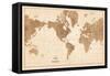 World Map Sepia No Words-Sue Schlabach-Framed Stretched Canvas