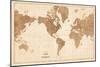 World Map Sepia No Words-Sue Schlabach-Mounted Art Print