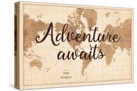 World Map Sepia-Sue Schlabach-Stretched Canvas