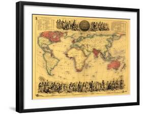 World Map Showing British Empire - Panoramic Map-Lantern Press-Framed Art Print