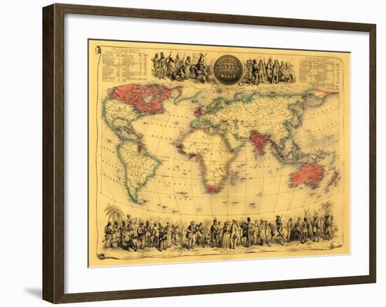 World Map Showing British Empire - Panoramic Map-Lantern Press-Framed Art Print