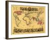 World Map Showing British Empire - Panoramic Map-Lantern Press-Framed Art Print