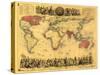 World Map Showing British Empire - Panoramic Map-Lantern Press-Stretched Canvas