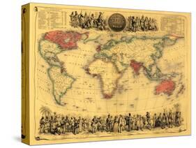 World Map Showing British Empire - Panoramic Map-Lantern Press-Stretched Canvas