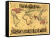 World Map Showing British Empire - Panoramic Map-Lantern Press-Framed Stretched Canvas