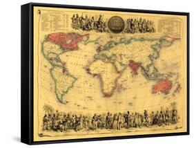 World Map Showing British Empire - Panoramic Map-Lantern Press-Framed Stretched Canvas